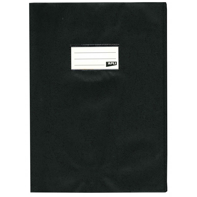 photo-Protège-cahier opaque noir en PVC – Format 24x32 cm – Épaisseur 19/100ème – Grain cuir