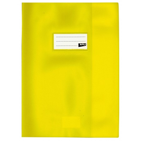 photo-Protège-cahier opaque jaune en PVC – Format 24x32 cm – Épaisseur 19/100ème – Grain cuir