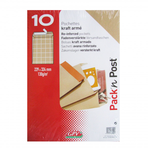 photo-Enveloppes - Kraft armé - C4 - 229x324mm - Auto adhésive - Lot de 10 - GPV