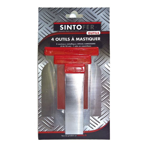 photo-Outils à masquer - 3 spatules en acier - Assortiment de tailles - 1 spatule caoutchouc - Sintofer