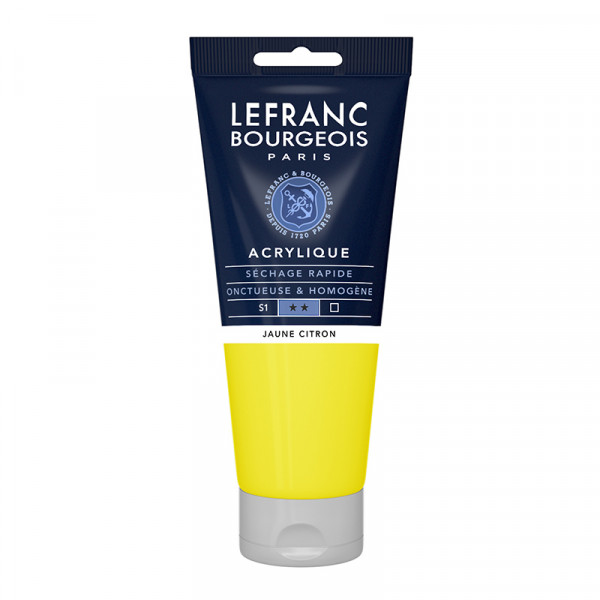 photo-Peinture acrylique - Jaune citron - 169 - Fine - Lefranc Bourgeois - Tube 200ml