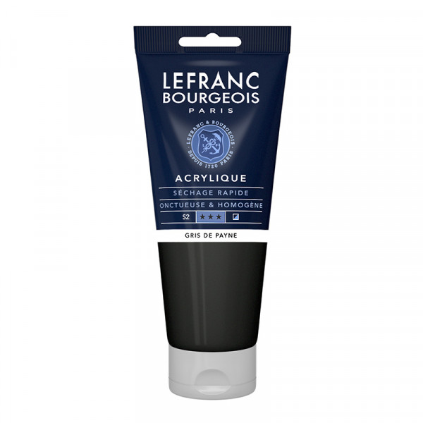 photo-Peinture acrylique - Gris de Payne - 261 - Fine - Lefranc Bourgeois - Tube 200ml