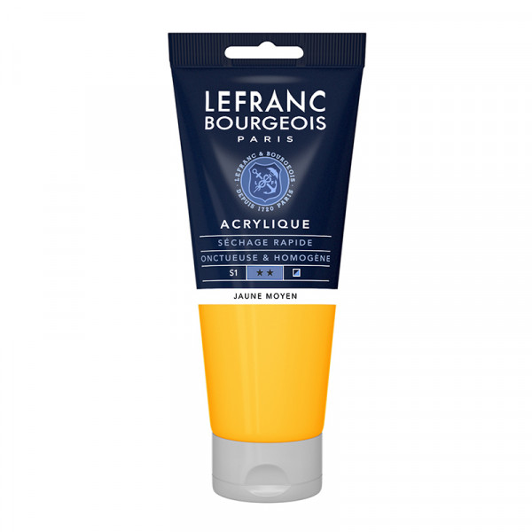 PHOTO-Peinture acrylique - Jaune moyen - 198 - Fine - Lefranc Bourgeois - Tube 200ml