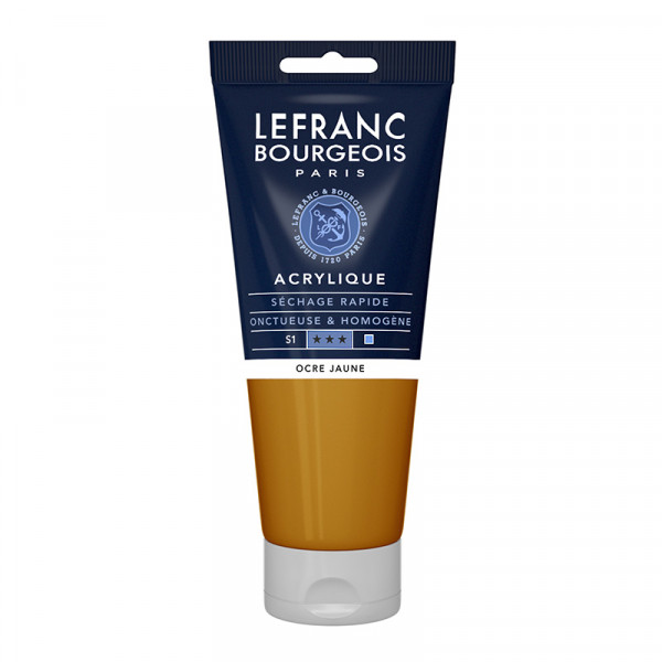 photo-Peinture acrylique - Ocre jaune - 302 - Fine - Lefranc Bourgeois - Tube 200ml