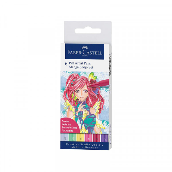 Feutre Pitt artist pens - boite de 6 - manga shôjo - Faber-Castell pas cher