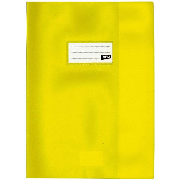 photo-Protège-cahier opaque jaune en PVC – Format 21x29,7 cm – Épaisseur 19/100ème – Grain cuir