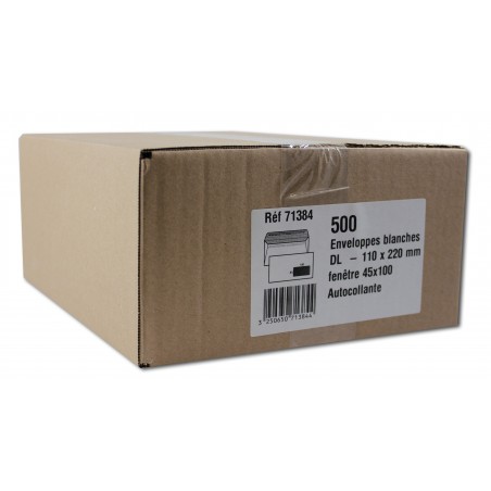 photo-Enveloppes - Blanche - DL - 110x220mm - Avec fenêtre - Autocollante - Carton de 500 - GPV