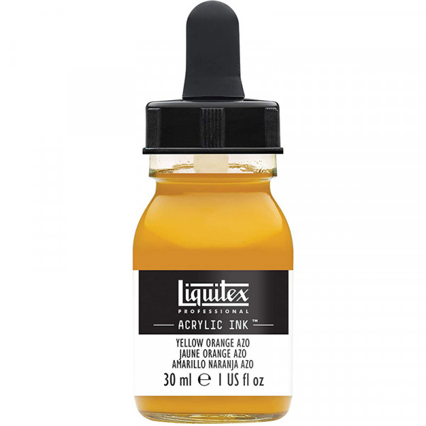 photo-Encre - Acrylique - Jaune orange Azo - 414 - Liquitex - Flacon 30ml - Beaux-arts