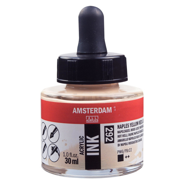 photo-Encre - Acrylique - Jaune de Naples rouge clair - 292 - Amsterdam - Flacon 30ml - Beaux-arts