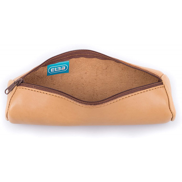 Trousse fourre-tout ronde 6 x 21 cm cuir véritable Elba