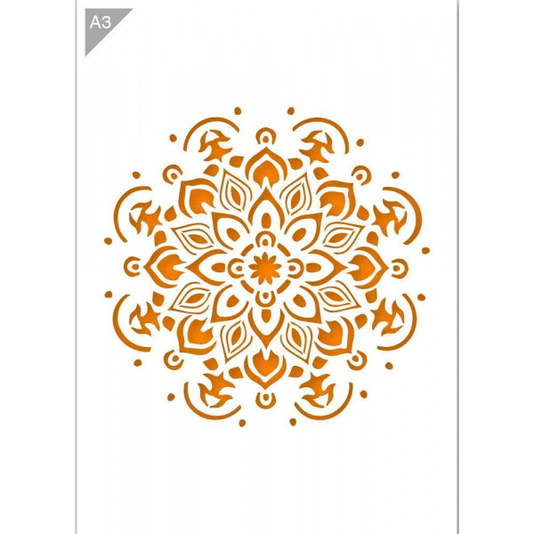 Pochoir mandala format A3 décoration peinture QBIX