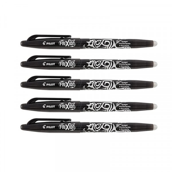 Lot de 5 stylos FriXion Ball pointe moyenne 0.7mm noir Pilot