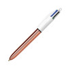 photo-Stylo bille - 4 couleurs - Pointe moyenne - Bic - Corps cuivre métallisé