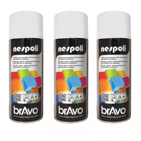 Lot de 3 bombes de peinture professionnelle Nespoli - blanc neige brillant
