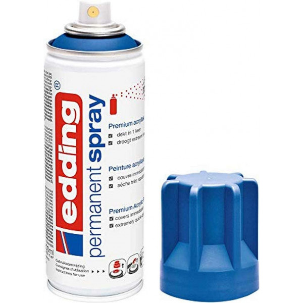 Bombe de peinture acrylique permanent Edding 5200 bleu gentiane