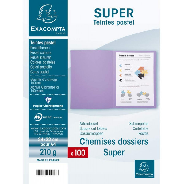 Paquet de 100 chemises Super Exacompta 24 x 32 cm carte rigide orange