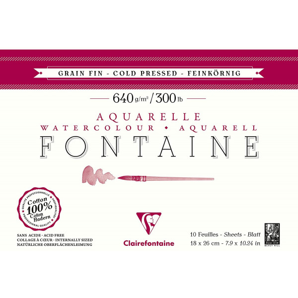 photo-Bloc - Peinture aquarelle - Grain fin - 18x26cm - 640g - Clairefontaine - Fontaine