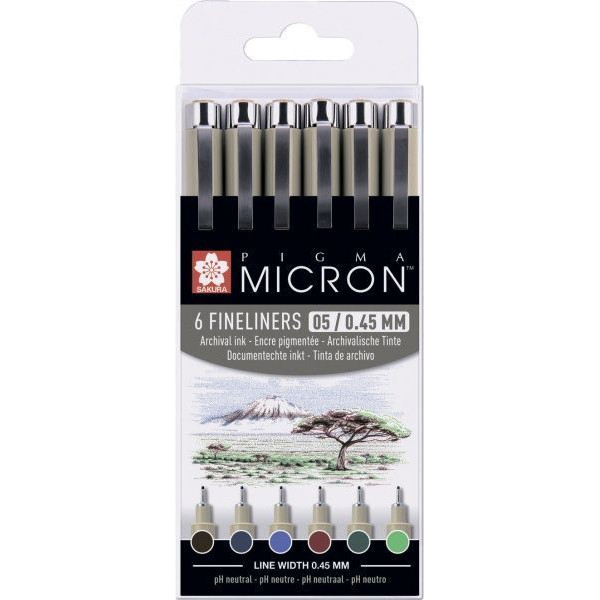 Pigma Micron 05 Terre Boite 6 pas cher