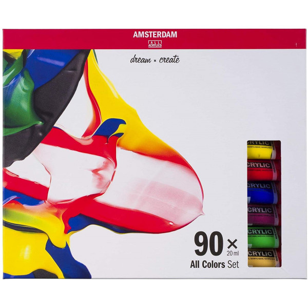 Set de 90 tubes de 20 ml peinture acrylique Amsterdam
