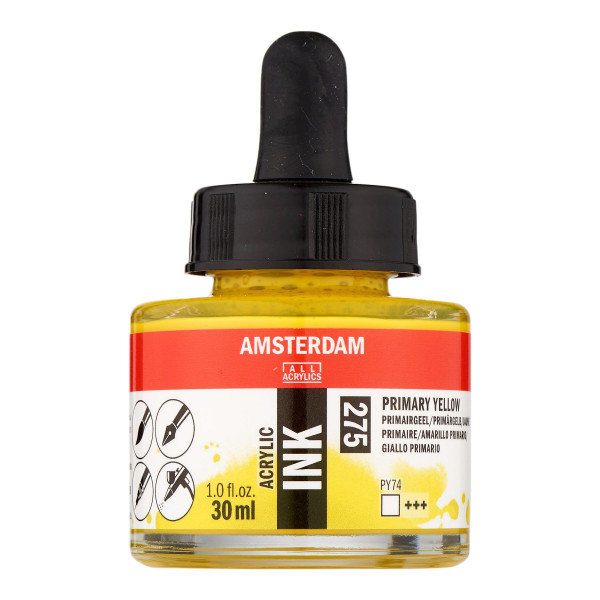 photo-Encre - Acrylique - Jaune primaire - 275 - Amsterdam - Flacon 30ml - Beaux-arts