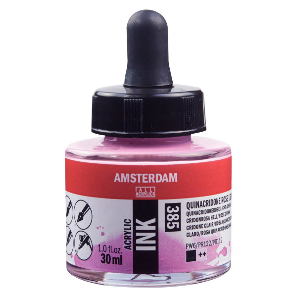 photo-Encre - Acrylique - Rose Quinacridone clair - 385 - Amsterdam - Flacon 30ml - Beaux-arts