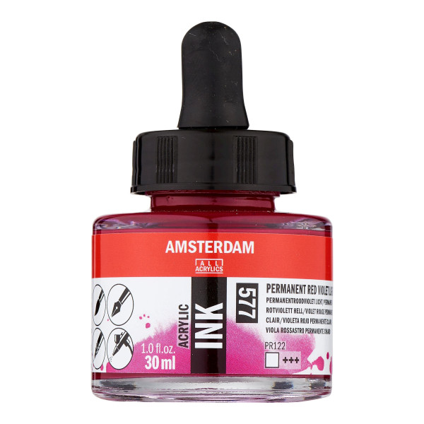 photo-Encre - Acrylique - Violet rouge permanent clair - 577 - Amsterdam - Flacon 30ml - Beaux-arts