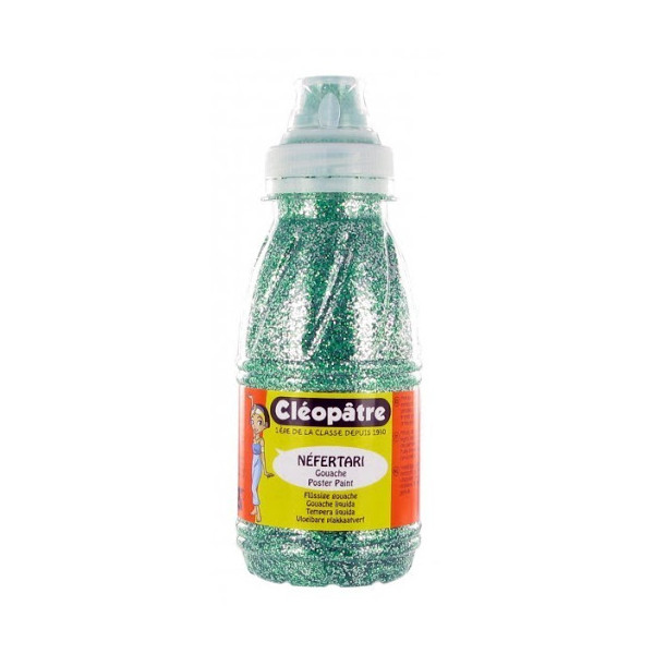 Flacon de peinture à l'eau pailletée Cléopâtre 250ml vert émeraude