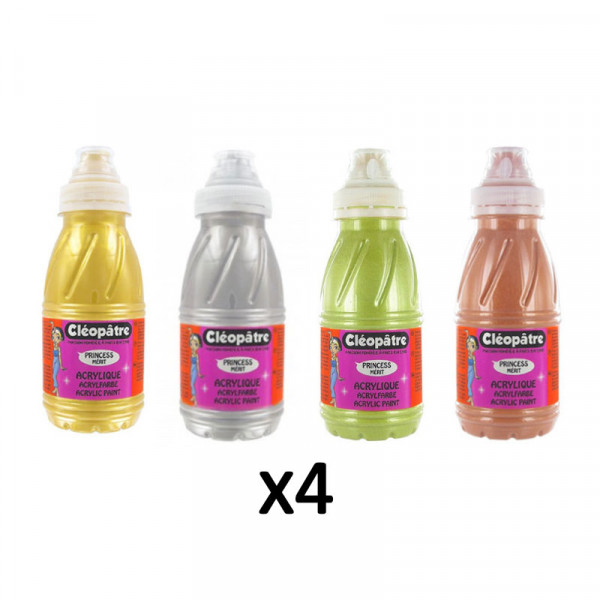 Lot de 4 flacons de peinture acrylique Princess Mérit 250 ml Cléopâtre