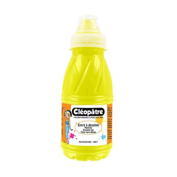 Flacon encre à dessiner Cléopâtre 250 ml jaune primaire