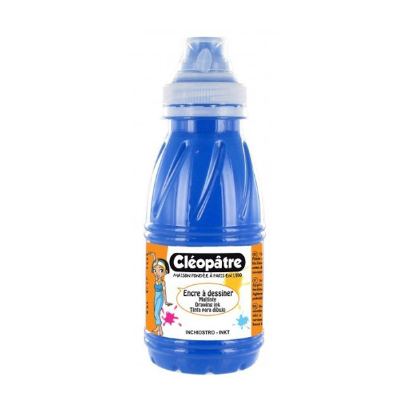 Flacon encre à dessiner Cléopâtre 250 ml bleu primaire