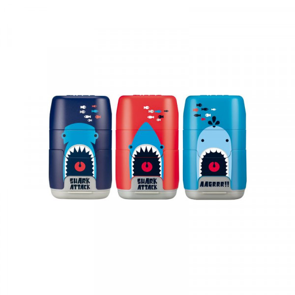 Taille-crayons + gomme Shark Attack Milan
