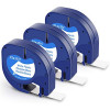 Lot de 3 rubans compatibles pour titreuse Dymo 91201 12mm/4m plastique noir sur blanc