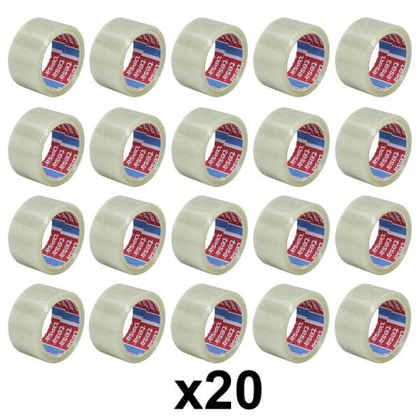 Lot de 20 rubans emballage adhésif transparent Tesa 66m x 50mm