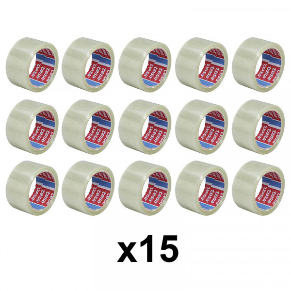 Lot de 15 rubans emballage adhésif transparent Tesa 66m x 50mm