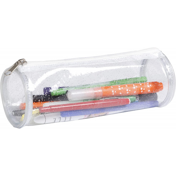 Trousse ronde 22 x 7 cm transparente à paillettes Clairefontaine