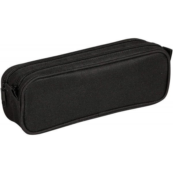 Trousse rectangulaire 2 compartiments 23 x 7 x 10 cm noir Clairefontaine