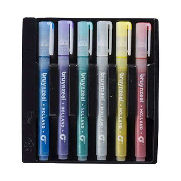Feutres de coloriage - Avec paillettes - 6 couleurs - Pour enfant - Bruynzeel