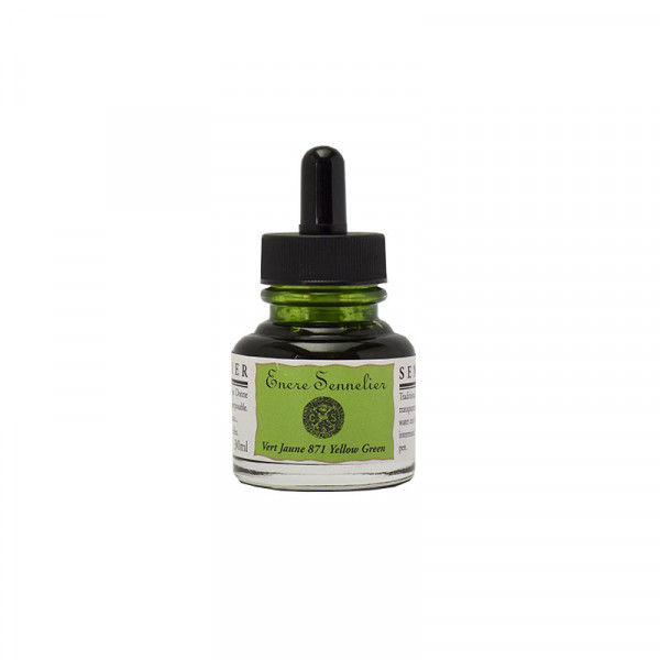 photo-Encre - Vert jaune - 871 - Calligraphie - Sennelier - Flacon de 30ml - Beaux-arts