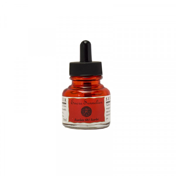 photo-Encre - Ecarlate - 681 - Calligraphie - Sennelier - Flacon de 30ml - Beaux-arts