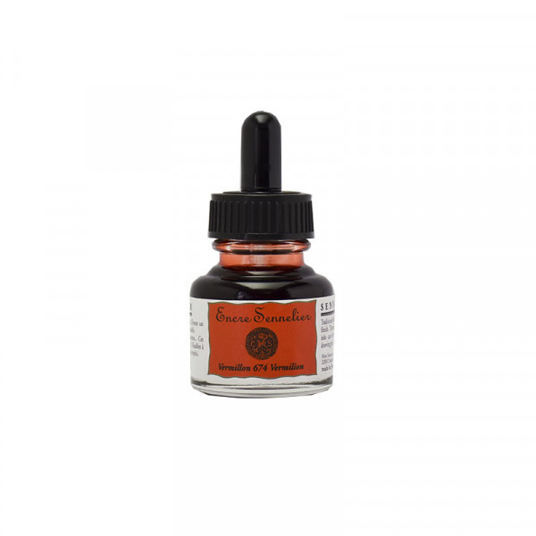 photo-Encre - Vermillon - 674 - Calligraphie - Sennelier - Flacon de 30ml - Beaux-arts