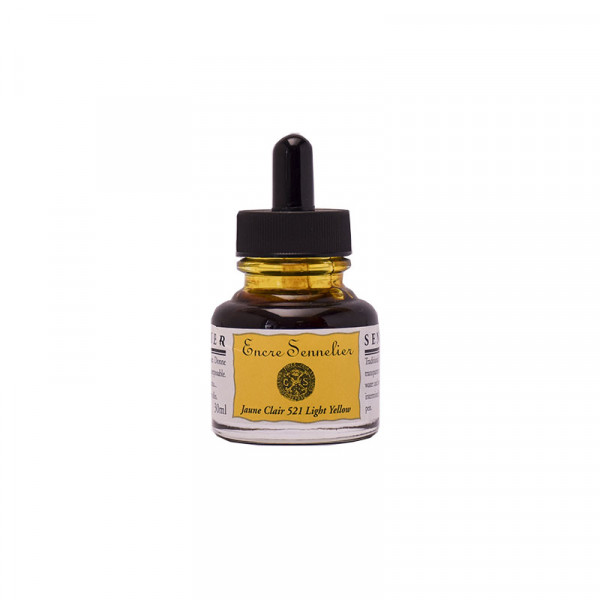 photo-Encre - Jaune clair - 521 - Calligraphie - Sennelier - Flacon de 30ml - Beaux-arts