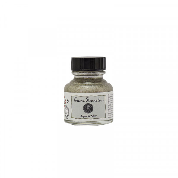 photo-Encre - Argent - 2 - Calligraphie - Sennelier - Flacon de 30ml - Beaux-arts