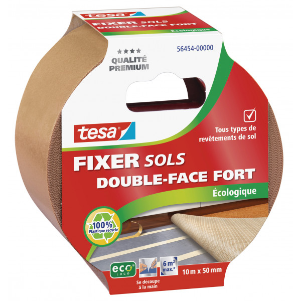 Rouleau ruban adhésif double face fort spécial sols Tesa 10m x 50mm