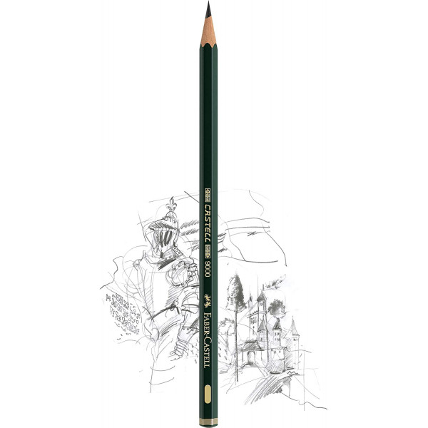 Boîte métal de 12 crayons graphite Castell 9000 Faber-Castell