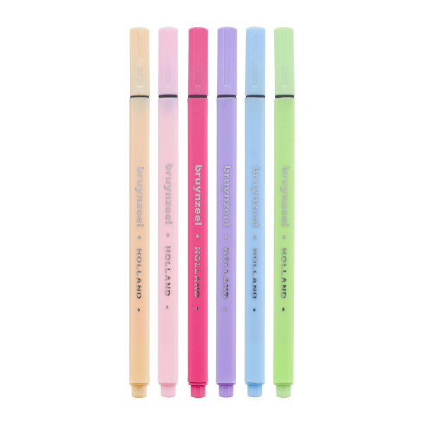 Feutres - Pointe fine 0,4mm - 6 couleurs pastel - Dessin, croquis - Bruynzeel