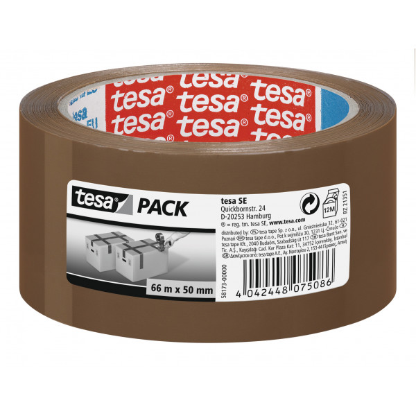 Lot 6 rouleaux adhésif emballage havane 66m x 50mm Tesa Pack