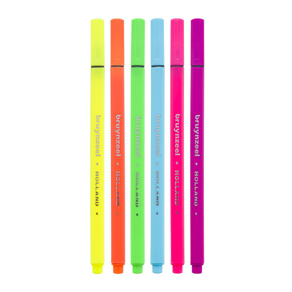 Feutres - Pointe fine 0,4mm - 6 couleurs fluos - Dessin, croquis - Bruynzeel