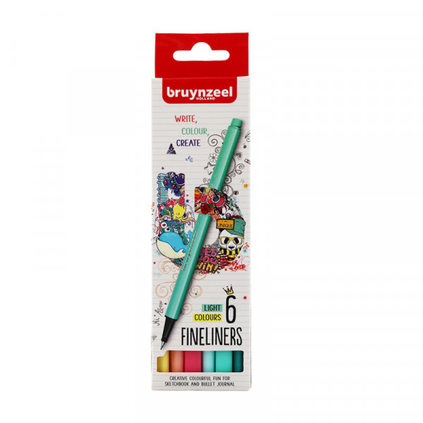 photo-Feutres - Pointe fine 0,4mm - 6 couleurs pastels - Dessin, croquis - Bruynzeel