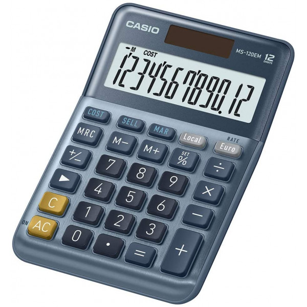 Calculatrice de bureau Casio MS-120EM batterie solaire bleu