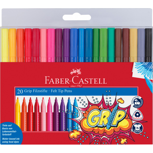 Etui de 20 feutres de couleur avec grip Faber-Castell
